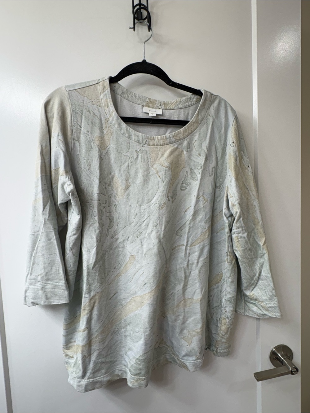 pure jill by J. Jill Abstract printed Ribbed Knit Pullover Top SZ L